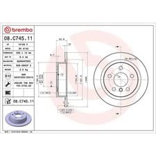 Image of Brembo Prime Line UV Coated Solid Brake Disc Pair - 08.C745.11 Fits Mini