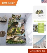 Image of Dinosaurs Bed Sheets Twin for Boys,3D Realistic Dinosaur Green Fitted Sheets ...