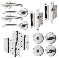 Image of Chrome Internal Door Handles Bathroom Pack 64mm | Polished Chrome| DUO FINISH x2