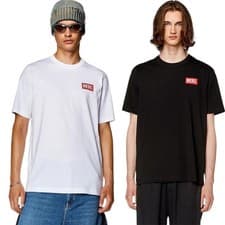 Image of DIESEL T-JUST-NLabel Mens T Shirts 100% Cotton Short Sleeve Plain Crew Neck Tops