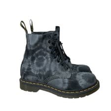 Image of Dr. Martens 1460 Pascal 8 Eye Combat Boots Gray Tie Dye Lace Up Women's Size 8