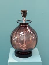 Image of Glass Table Lamp E27 Dark Red UK Cable For LED Chrome, Black Top
