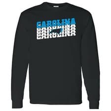Image of Carolina Retro Repeat - Sport Football Long Sleeve T Shirt - Black