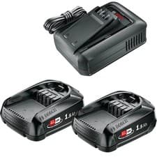 Image of Bosch Genuine GREEN P4A 18v Cordless Li-ion Twin Battery 1.5ah and Fast Charger