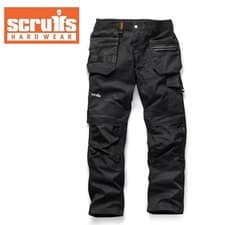 Image of Scruffs TRADE FLEX Slim Fit Work Trousers Black , Hard Wearing Slim fitting