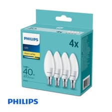 Image of Philips CorePro 5.5W E14 LED Candle Bulb 2700K Warm White Frosted 4 Pack Non-Dim