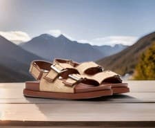 Image of Clarks UK Size 6.5 D/EU 40 Jessamine Sol Natural Beige Brown Flat Sandals New