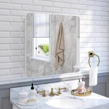 Image of Wall Mounted Bathroom Cabinet Mirrored Double Door Storage Shelves 68Lx60H cm