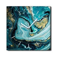 Image of Silent Clock Canvas Wall Art modern decor painting abstract gold and blue 30x30