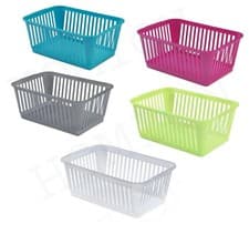 Image of Plastic Storage Basket Crate Handy Organiser for Home Office Kitchen & School
