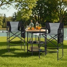 Image of Camping Chair 116 cm Tall Directors Chair w/Bottom Mesh Bag & Storage Pocket