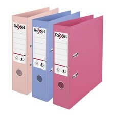 Image of Rexel A4 Lever Arch Files Pastel 3-Pack (Pink, Blue, Peach) Home Office