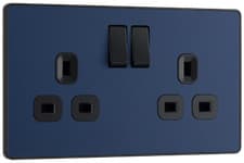 Image of BG Evolve PCDDB22B Matt Blue 13A Double Switched Socket