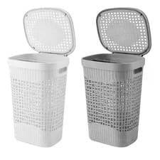 Image of 60L Large Plastic Rattan Style Laundry Clothes Storage Washing Bin Basket Hamper