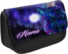 Image of Personalised Wolf Pencil Case Boys School Stationary Bag Wolves Cute Gift KSU14