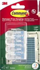 Image of Command Clear Outdoor Light Clips with Adhesive Strips – 8 Hooks + 10 Strips