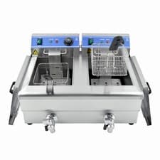 Image of 10L/20L Electric Deep Fryer Single/Dual Tank Commercial Stainless Steel Fat Chip