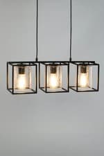 Image of black 3 light bar cage pendant light