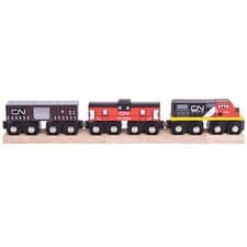 Image of Bigjigs Rail Realistic CN Wooden Train Engine Set, Wooden Train Set Accessories