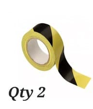 Image of 2 rolls of hazard warning adhesive tape 38mm x 33m yellow/black