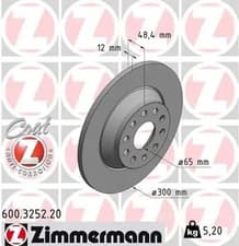 Image of 2x Brake disc solid 600.3252.20 ZIMMERMANN for VW AUDI SKODA SEAT