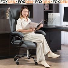 Image of Grey Executive Office Chair Faux Leather High Back Adjustable Height Armrests