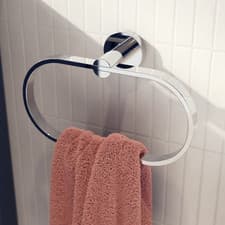 Image of Croydex Flexi-Fix Modern Towel Ring for Bathroom, Chrome - Metra
