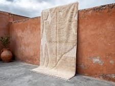 Image of Off-White Moroccan Beni Ourain rug, Handwoven Cream Wool Berber carpet