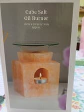 Image of Natural Himalayan Salt Oil Burner Cube Shaped Design