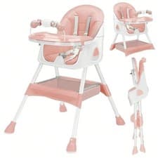 Image of Baby High Chair 3 in 1, Foldable and Adjustable High Chair Babies