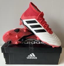 Image of Adidas Predator 18.1 FG J Football Boots UK Size 4 White, Red and Black, BNIB
