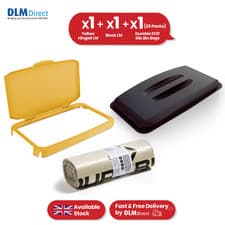 Image of DURABIN 60L Yellow Hinged & Black Lids with 25x 110L Recycled Waste Bin Bags