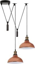 Image of 2 Way Ceiling Light Vintage Industrial Metal Adjustable Hanging Pendant Lamp