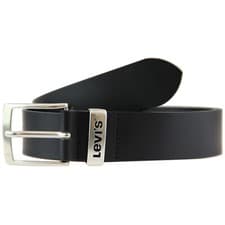 Image of MENS LEVIS LOGO METAL TAB LEATHER JEAN BELT 227970 - BLACK