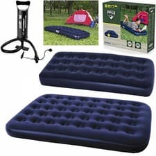 Image of BESTWAY INFLATABLE SINGLE DOUBLE FLOCKED AIR BED CAMPING AIRBED MATTRESS PUMP OP