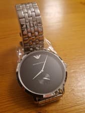 Image of EMPORIO ARMANI AR11161 Modern Slim Black Patterned Dial Classic Mens Watch 42mm
