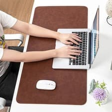 Image of Large Leather Desk Mat Waterproof Mouse Pad Keyboard Laptop Non Slip Desk