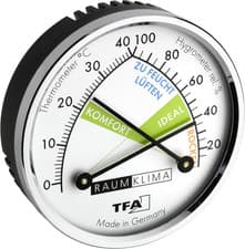 Image of TFA Dostmann Thermo Analogue Thermometer Hygrometer with Metal Ring, Humidity Me