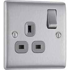 Image of BG Nexus Metal Brushed Steel 1 Gang 13A Switched Socket Single Pole NBS21