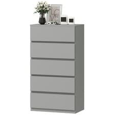 Image of HOMCOM Bedroom Chest of Drawers, 5 Drawers Dresser, Drawer Unit, Grey