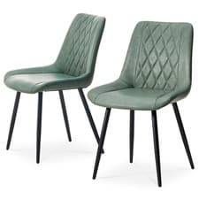 Image of 2 Pcs Faux Leather PU Padded Dining Chairs Kitchen Dining Room Chair Set Family