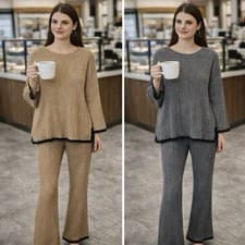 Image of Women's Co-ord Knitted Trouser Set