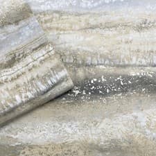 Image of Semper Marble Gold Metallic Horizontal Ombre Wave Muriva Wallpaper Roll 10m