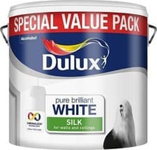 Image of Dulux Silk Smooth Emulsion Paint for Walls Ceilings, 6 L - Pure Brilliant White