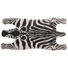 Image of Zebra Shaped Coir Door Floor Mat 75x38cm Black & White