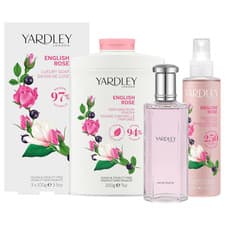 Image of Yardley London English Rose Bundle Mist 200ml Powder 200g EDT 50ml Soap 3X100g
