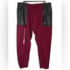 Image of Nike Sportswear Joggers Womens XL Burgundy Black Colorblock Sweatpants Athletic