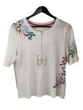 Image of BNWT Ladies White Stuff White Annabel Printed T-Shirt, UK Size 10, Tagged