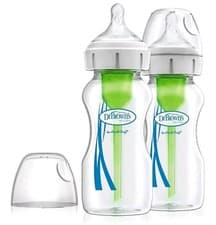 Image of Dr Browns Options+ Anti-Colic 270ml Glass Bottle - Wide Neck - Twin Pack - 0m+