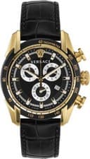 Image of Versace VE2I00921 V-Ray Chronograph gold silver black Leather Men's Watch NEW